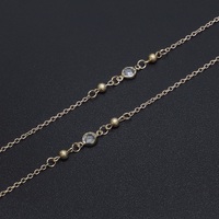 Gold-colored metal non-slip chain, with copper and glasses beads, for glasses and masks GL608