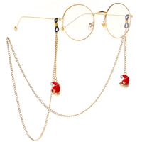 Gold-colored metal non-slip chain, with Christmas hat pendant, for glasses and masks GL009
