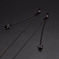 Black-colored metal non-slip chain, with pendant crystal bow, for glasses and masks GL600