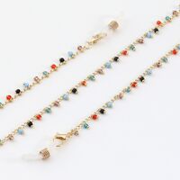 Gold-colored metal non-slip chain, with small colored beads, for glasses and masks GL985