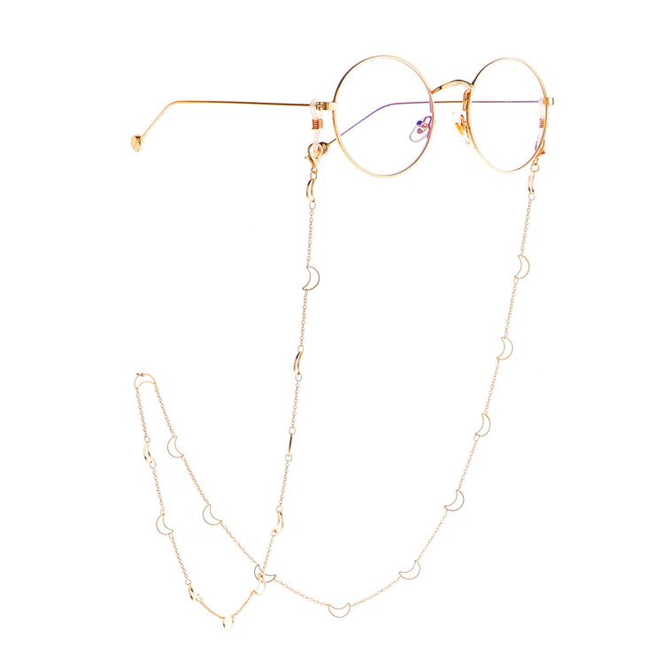Gold-colored metal non-slip chain, with moon, for glasses and masks GL970