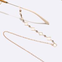 Gold-colored metal non-slip chain, with square and transparent rhinestone, for glasses and masks GL1609