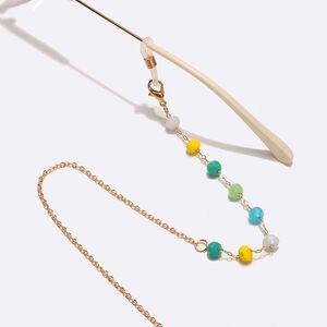 Gold-colored metal non-slip chain, with colored crystal, for glasses and masks GL1581