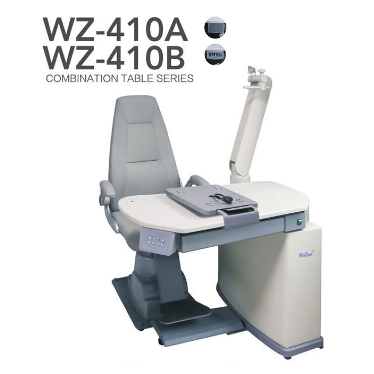 Рабочее место офтальмолога, комбинированный стол с кнопочным/сенсорным управлением + кресло WZ-410AB, столешница 1080*520 мм