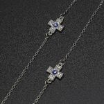 Металлическая нескользящая цепочка серебряного цвета, с крестом со стразами, для очков и масок GL482