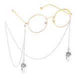 Silver-colored metal non-slip chain, with skeleton pendant, for glasses and masks GL402