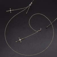 Metal non-slip chain, with pendant cross with rhinestone, for glasses and masks GL561