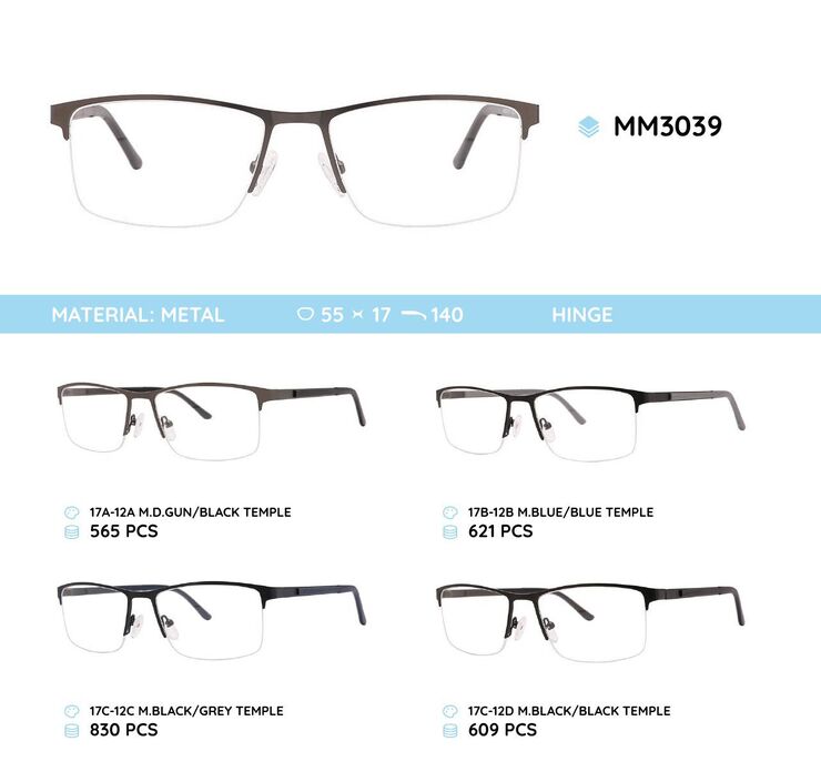 Оправа для очков металлическая мужская полуободковая MM3039