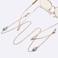 Gold-colored metal non-slip chain, with pearls, for glasses and masks GL1738