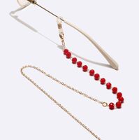 Gold-colored metal non-slip chain, with red crystal, for glasses and masks GL1482