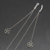 Silver-colored metal non-slip chain, with star pendant, for glasses and masks GL452