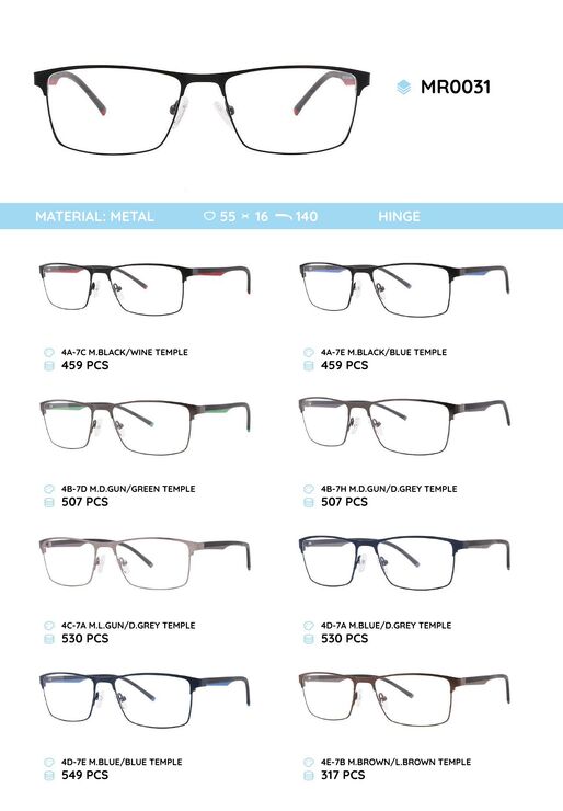 Metal frame with temples made of TR-90 material MR0031