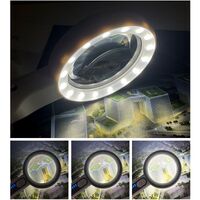 Magnifier with universal backlight, magnifying glass with handle 6516C-XX, diameter 65 mm, magnification: 6Х, 12Х