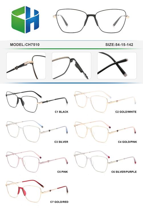 Metal frame with soft nose pad and spring hinges CH7510-DA