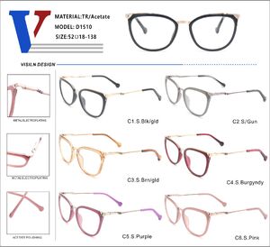 Plastic acetate TR90 + metall frame with spring hinges D1510-DA