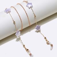 Gold-colored metal non-slip chain, with pearl star and beads, for glasses and masks GL1390