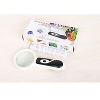 Extendable magnifier with universal backlight, magnifying glass with handle 7B-5A-XX, diameter 75 mm, magnification: 3X, 20X