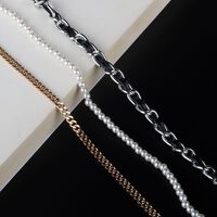 Metal non-slip chain, with 3 layer and pearls, for glasses and masks GL964