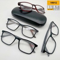 Ready-made plastic frame glasses with case, Vizzini V8012(kz-black), lens white, diopters from -4.00 to +4.00 (stap 0.25 +and-)