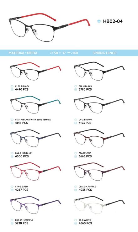 Metal frame with temples made of TR-90 material HB02-04