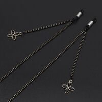 Black-colored metal non-slip chain, with pendant grass, for glasses and masks GL675