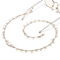 Gold-colored metal non-slip chain, with copper star and moon, for glasses and masks GL1305