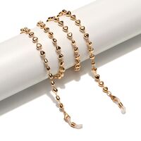 Gold-colored metal non-slip chain, with gold hearts and curved stick, for glasses and masks GL1555