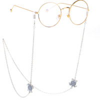 Silver-colored metal non-slip chain, with pendant turtle, for glasses and masks GL237