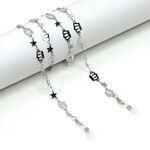 Metal non-slip chain, with crown and star, for glasses and masks GS058
