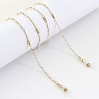 Metal non-slip chain gold, with cooper and pearl beads, for glasses and masks GL993