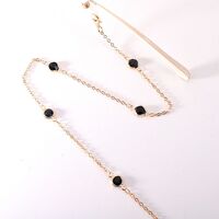 Металлическая нескользящая цепочка золотого цвета, с черными кристаллами, для очков и масок GL1882