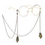 Bronze-colored metal non-slip chain, with owl pendant, for glasses and masks GL202