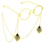 Gold-colored metal non-slip chain, with pendant wire leaf, for glasses and masks GL637