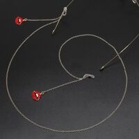 Металлическая нескользящая цепочка золотого цвета, с персонализированным ртом, красными губами, для очков и масок GL540