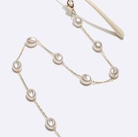 Gold-colored metal non-slip chain, with pearl 8mm, for glasses and masks GL382-1