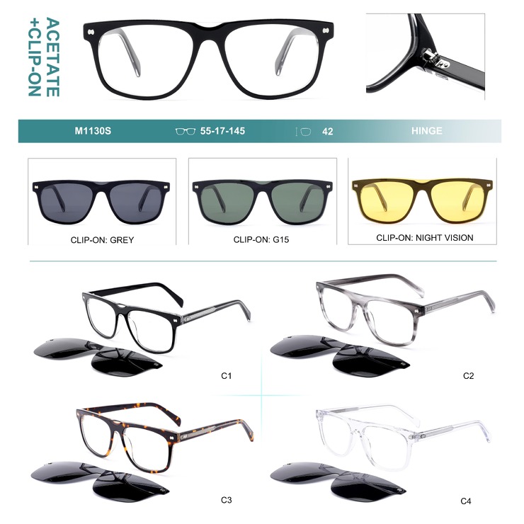 Оправа пластиковая из материала ацетат + насадка поляризационная солнцезащитная (клипон) Big City M1130S