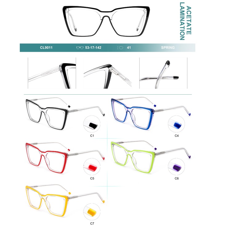 Plastic frames for glasses, acetate lamination with spring hinges Big City CL9011