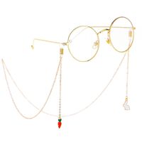 Gold-colored metal non-slip chain, with pendant rabbit and carrot, for glasses and masks GL243