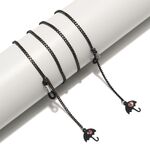 Black-colored metal non-slip chain, with pendant umbrella, for glasses and masks GL1514