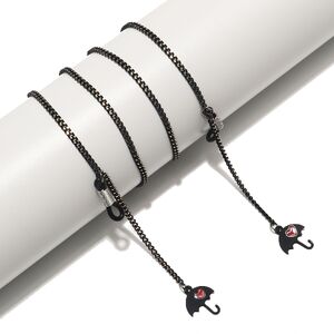 Black-colored metal non-slip chain, with pendant umbrella, for glasses and masks GL1514