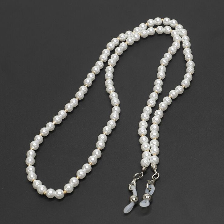 Metal non-slip chain, with pearl beads, for glasses and masks GL215