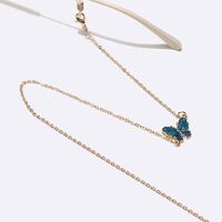 Gold-colored metal non-slip chain, with blue butterfly, for glasses and masks GL1498