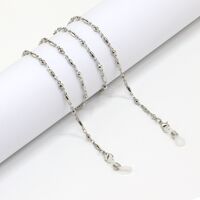 Silver-colored metal non-slip chain, with beads, for glasses and masks GL1015