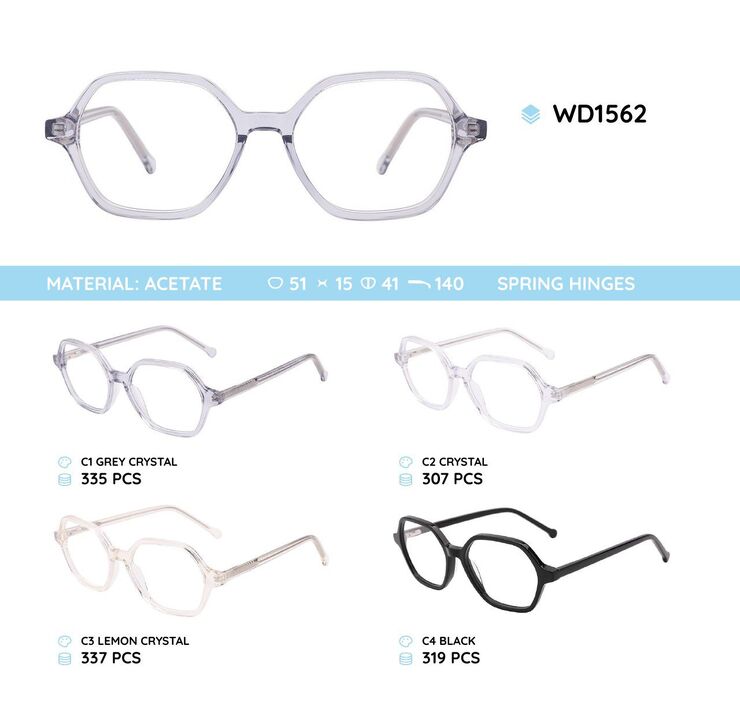 Plastic acetate eyeglasses frame with spring hinges WD1562