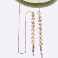 Gold-colored metal non-slip chain, with chamomile, for glasses and masks GL1391