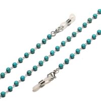 Metal non-slip chain silver, with natural turquoise, for glasses and masks GS060
