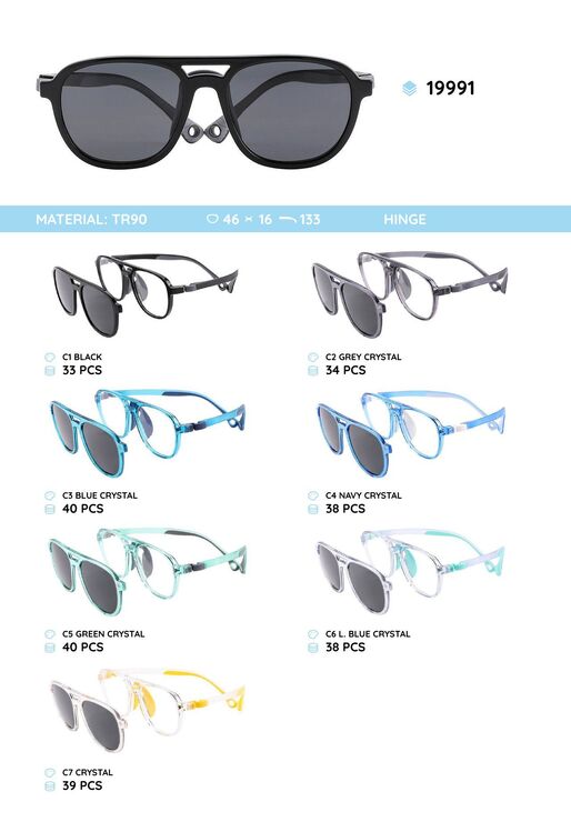 TR-90 plastic frames for kids with a sun protection clip-on 19991