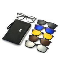 TR90/PC plastic frame + 5 polarized sun protection magnet clip-on set + leather bag El Dorado EL2358A