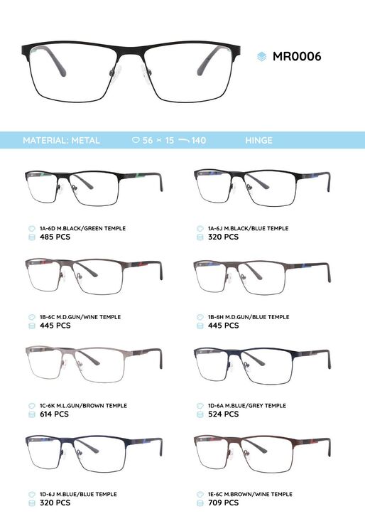 Металлическая оправа с дужками из материала TR-90 MR0006