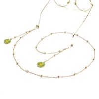 Gold-colored metal non-slip chain, pendant green daisy, for glasses and masks GL1035